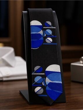 Formal Blue Gray Black abstract formal Party NeckTie